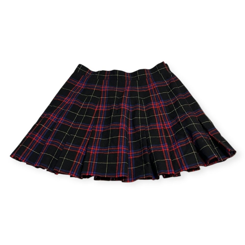 Valerie Stevens 100% Wool Plaid Pleated Skirt Women’s Tartan Mini Vintage 25"